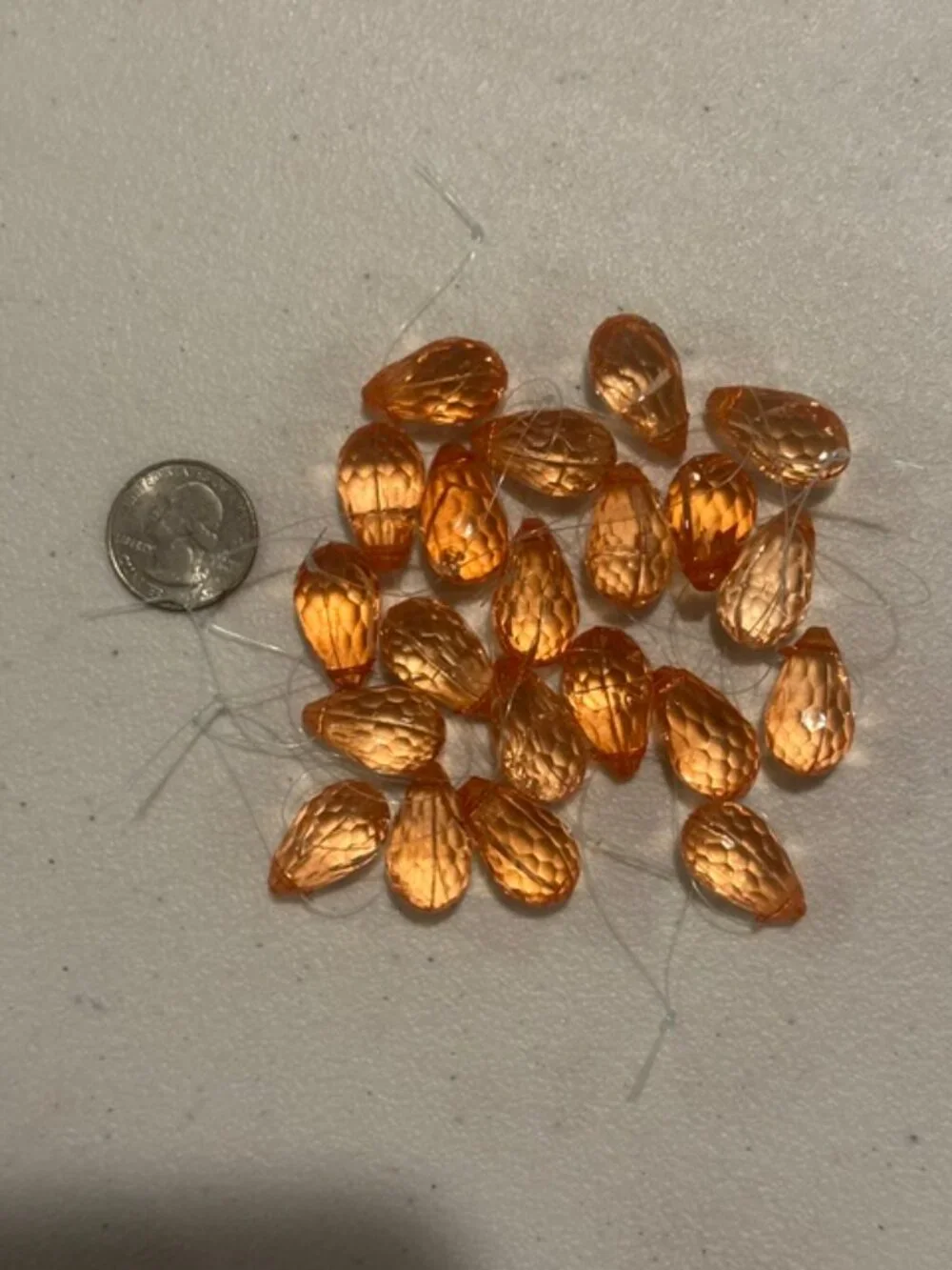 Lot of 33 Pink & Orange Acrylic Faceted Beads Gems Drops - 3 Designs/Sizes